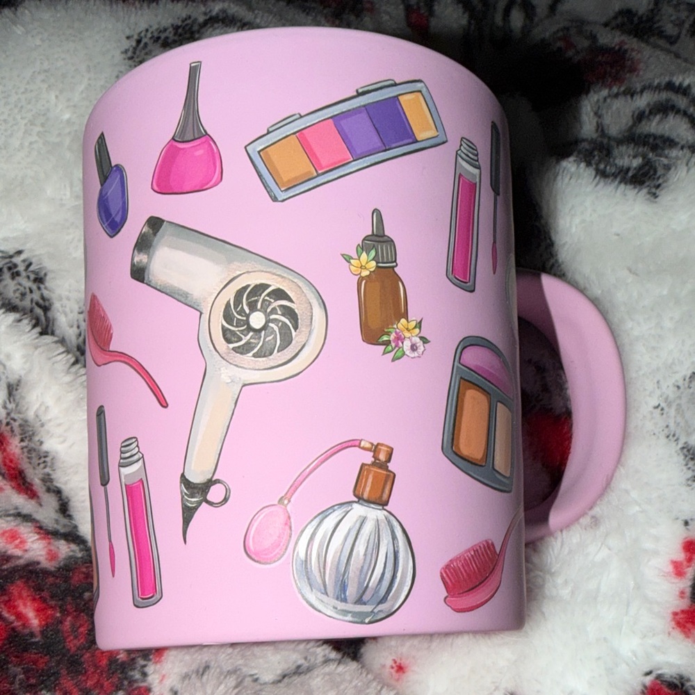 Pink Girly Beauty & Makeup Themed Mug, NWT